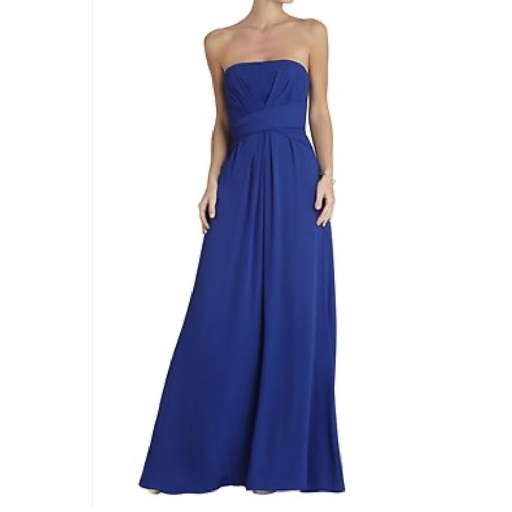 BCBGMAXAZRIA ROYAL BLUE WHITLEY STRAPLESS TIE GOWN  SIZE 4‎